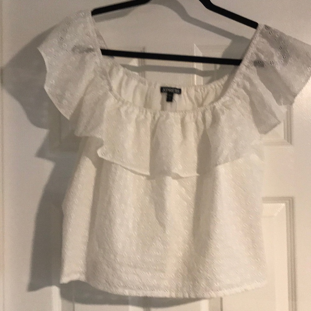 Express Off The Shoulder White Top L